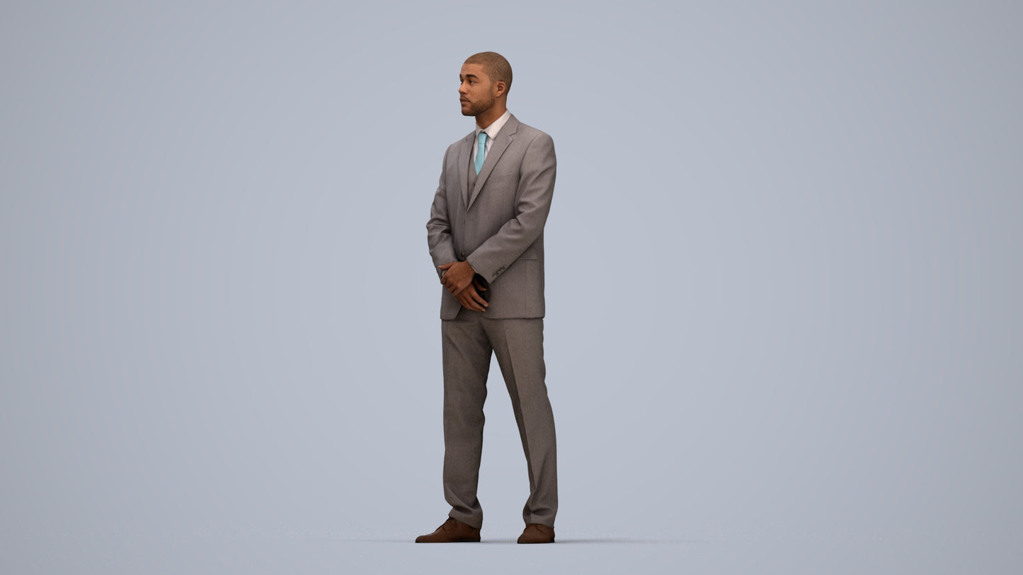 realistic 3D people man business, render-ready for V-Ray and Corona, FBX OBJ, top-down view render