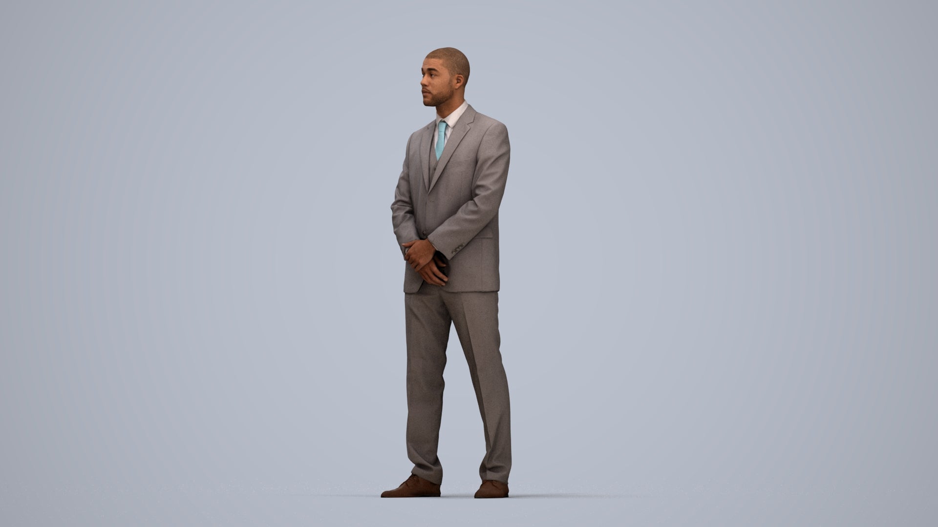 realistic 3D people man business, render-ready for V-Ray and Corona, FBX OBJ, top-down view render