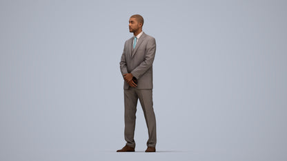 realistic 3D people man business, render-ready for V-Ray and Corona, FBX OBJ, top-down view render