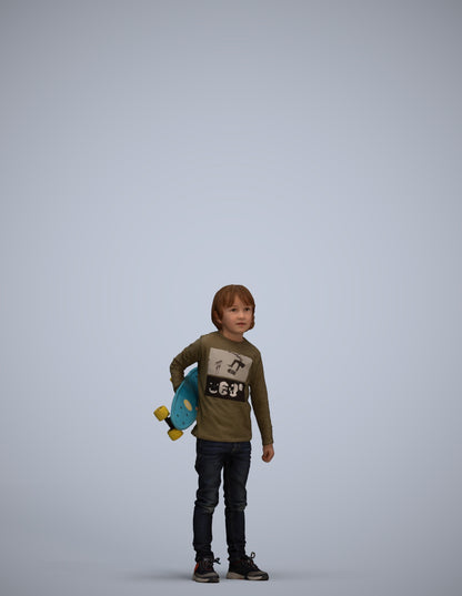 scanned 3D boy casual kids, photogrammetry people for Enscape and V-Ray