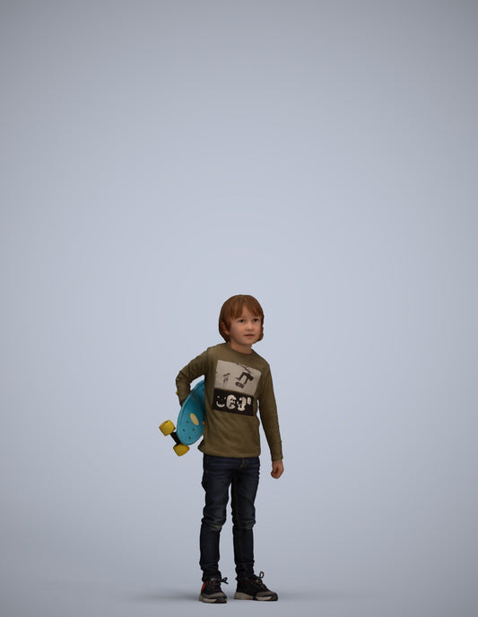 scanned 3D boy casual kids, photogrammetry people for Enscape and V-Ray