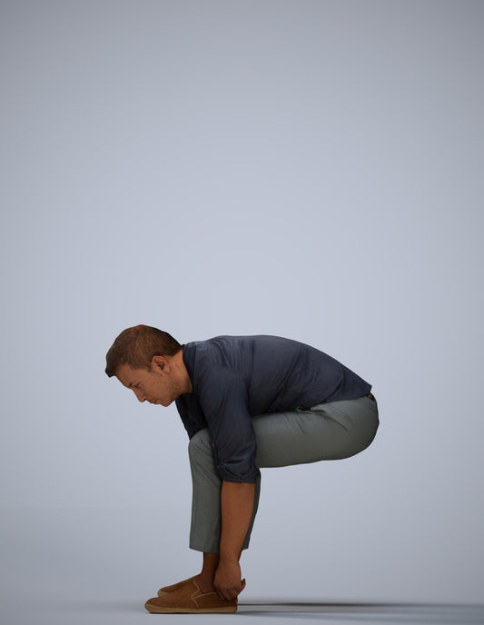 3D scanned man sitting casual, photorealistic archviz people for Enscape and SketchUp