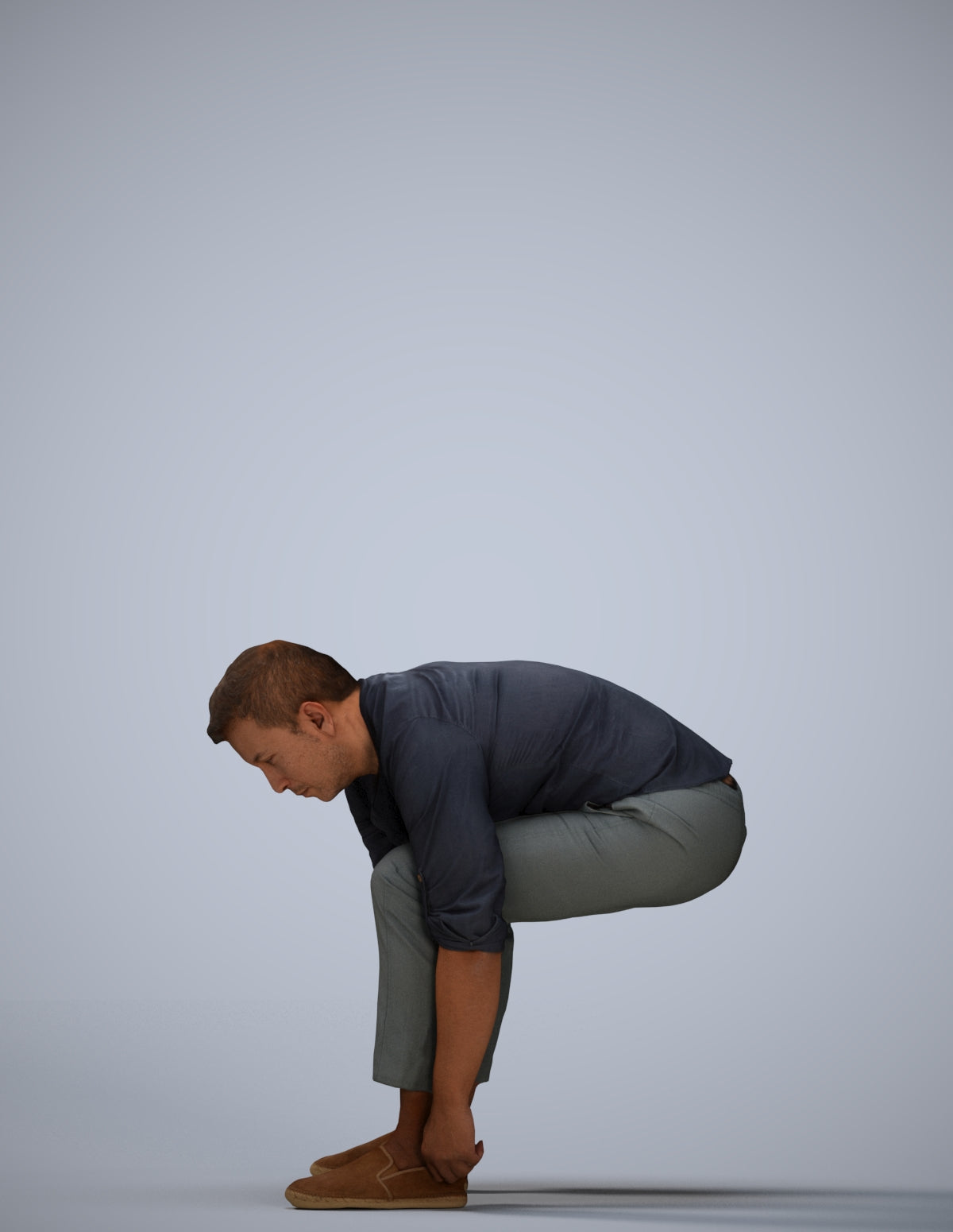 3D scanned man sitting casual, photorealistic archviz people for Enscape and SketchUp