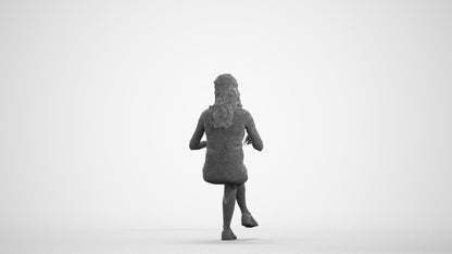 3D people model woman casual sitting, scanned human for 3ds Max rendering, wireframe front view