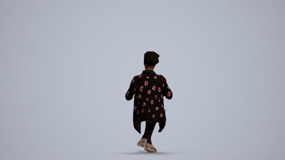 photogrammetry 3D woman casual sitting, realistic human model archviz FBX, front view render