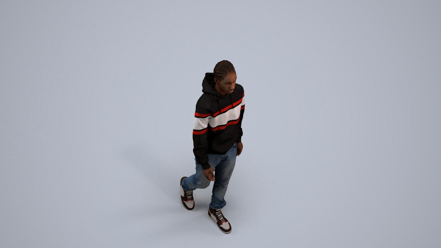 3D scanned boy kids casual, photorealistic archviz people for Enscape and SketchUp, back view render