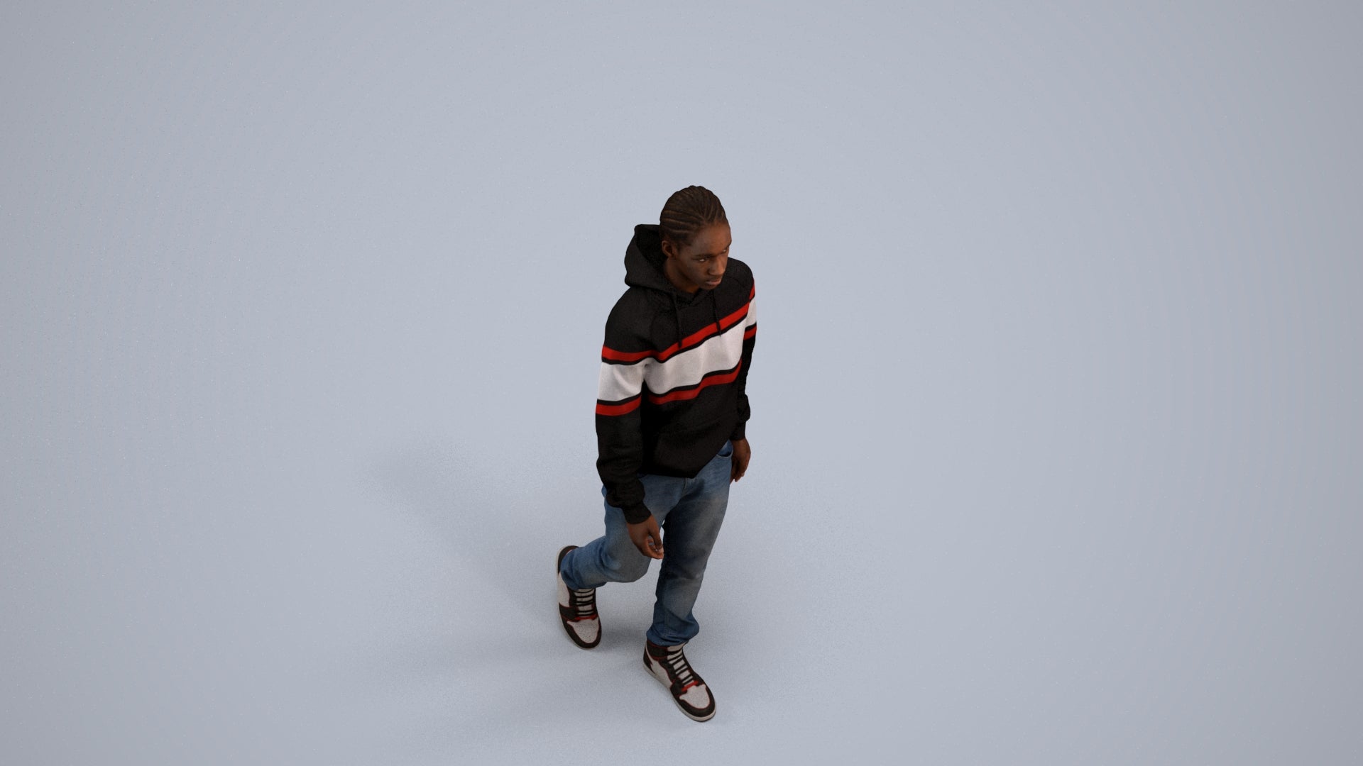 3D scanned boy kids casual, photorealistic archviz people for Enscape and SketchUp, back view render