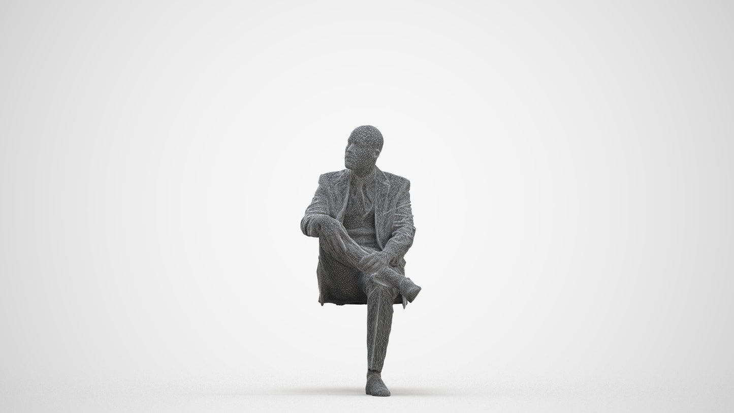 3D people model man business, scanned human for 3ds Max rendering, three-quarter front view render