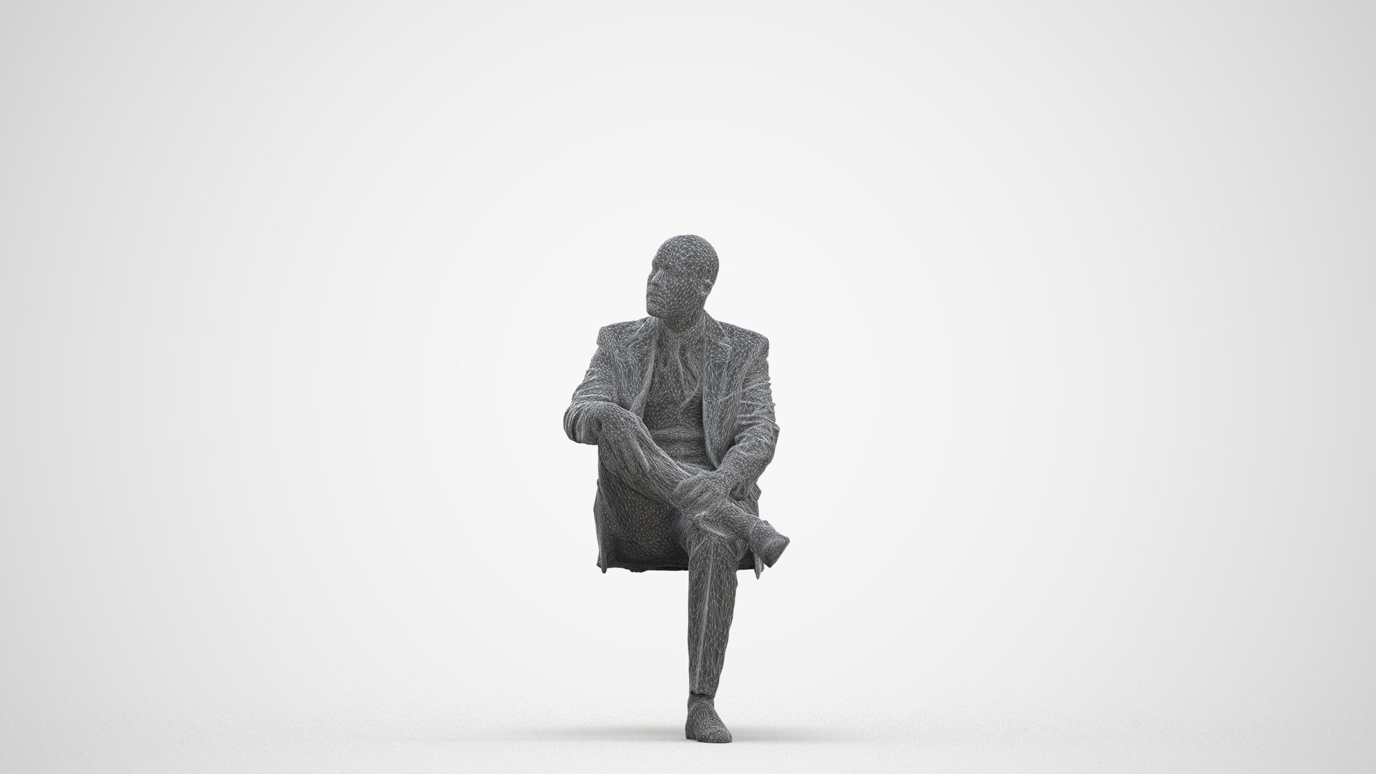 3D people model man business, scanned human for 3ds Max rendering, three-quarter front view render