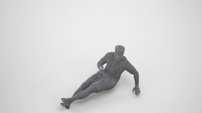 realistic 3D human man pool, archviz people FBX OBJ for Blender, wireframe three-quarter view