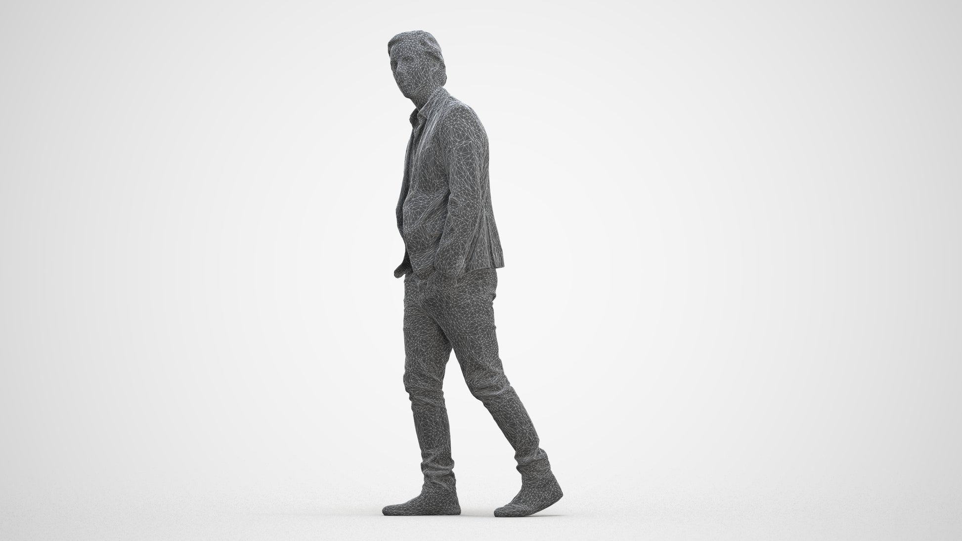 realistic 3D man business, scanned archviz people for Blender and 3ds Max, three-quarter front view render