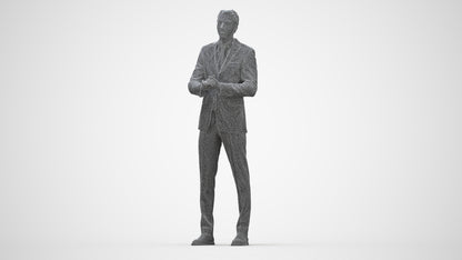 realistic 3D human man business, archviz people FBX OBJ for Blender, wireframe back view