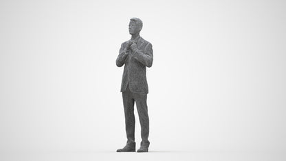 3D human model man business, photogrammetry scanned person for archviz, wireframe back view