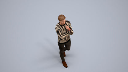 realistic 3D human man casual standing, archviz people FBX OBJ for Blender, back view render