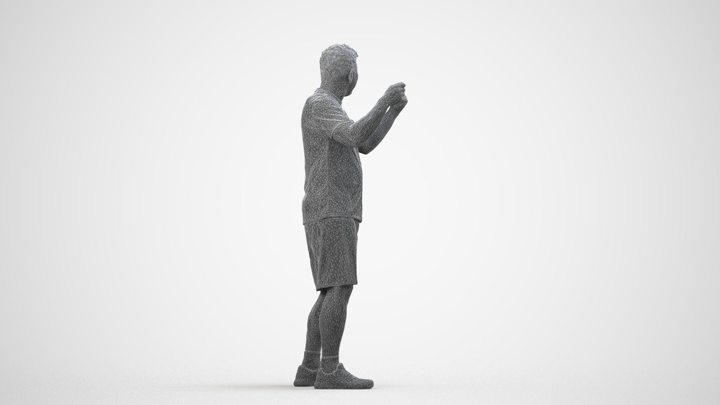 photogrammetry 3D man sport, realistic human model archviz FBX, wireframe side view