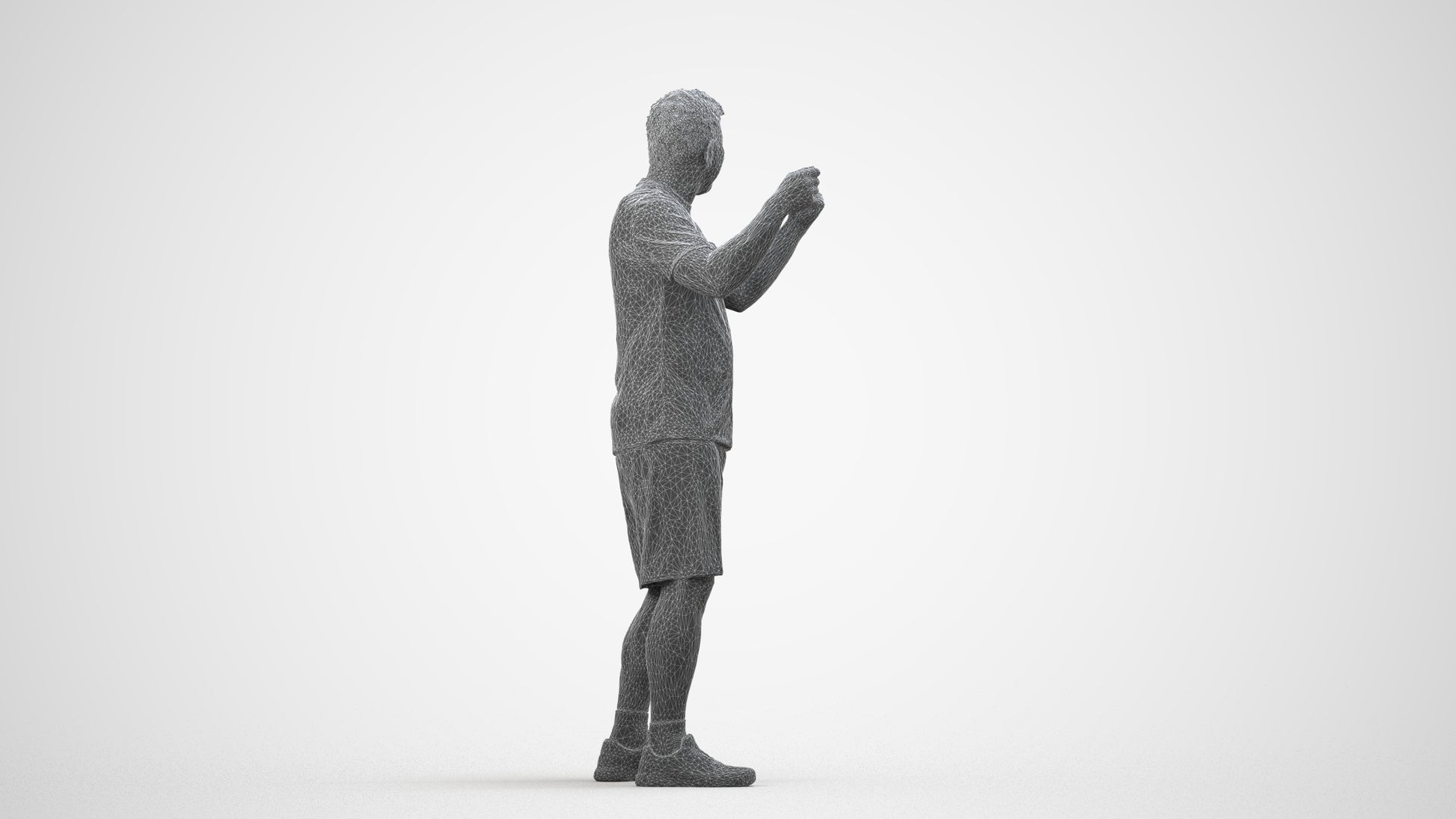 photogrammetry 3D man sport, realistic human model archviz FBX, wireframe side view