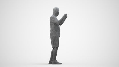 photogrammetry 3D man sport, realistic human model archviz FBX, wireframe side view