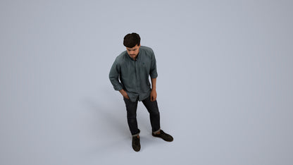 photogrammetry 3D man casual standing, realistic human model archviz FBX, back view render