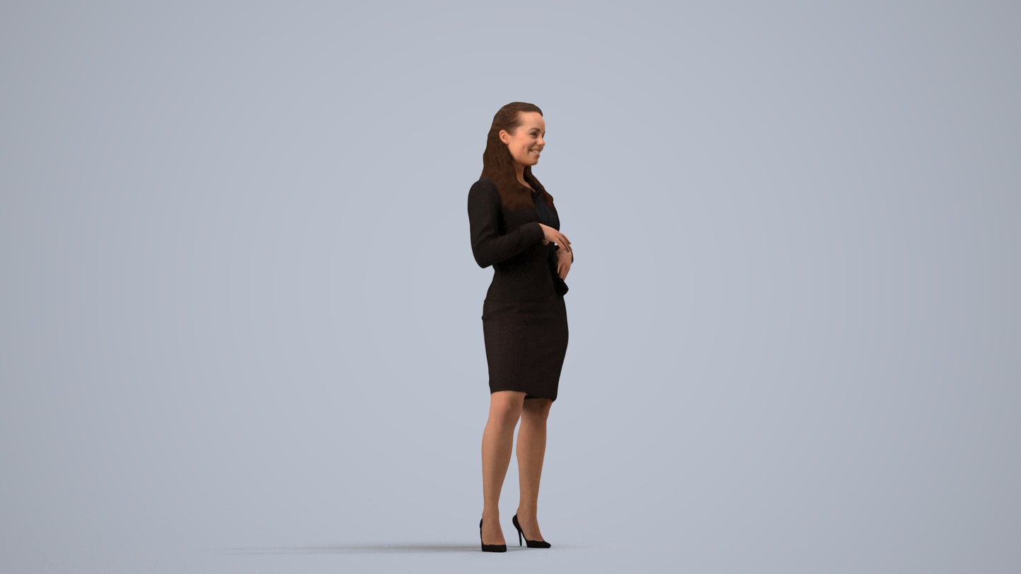 photogrammetry 3D woman business, realistic human model archviz FBX, side view render