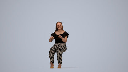 realistic 3D people woman casual sitting, render-ready for V-Ray and Corona, FBX OBJ, top-down view render