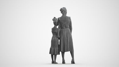 3D people model girl casual kids, scanned human for 3ds Max rendering, wireframe front view