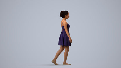 3D human model woman formal formalaffairs, photogrammetry scanned person for archviz, side view render