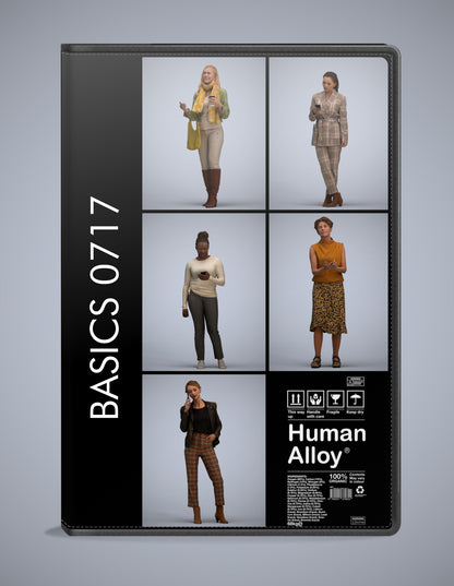 5x realistic 3D people standing pack, scanned archviz collection for Blender and 3ds Max