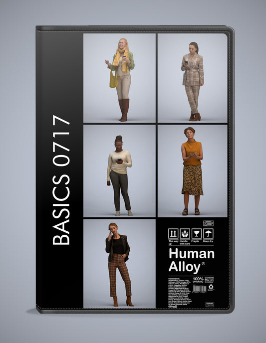 5x realistic 3D people standing pack, scanned archviz collection for Blender and 3ds Max