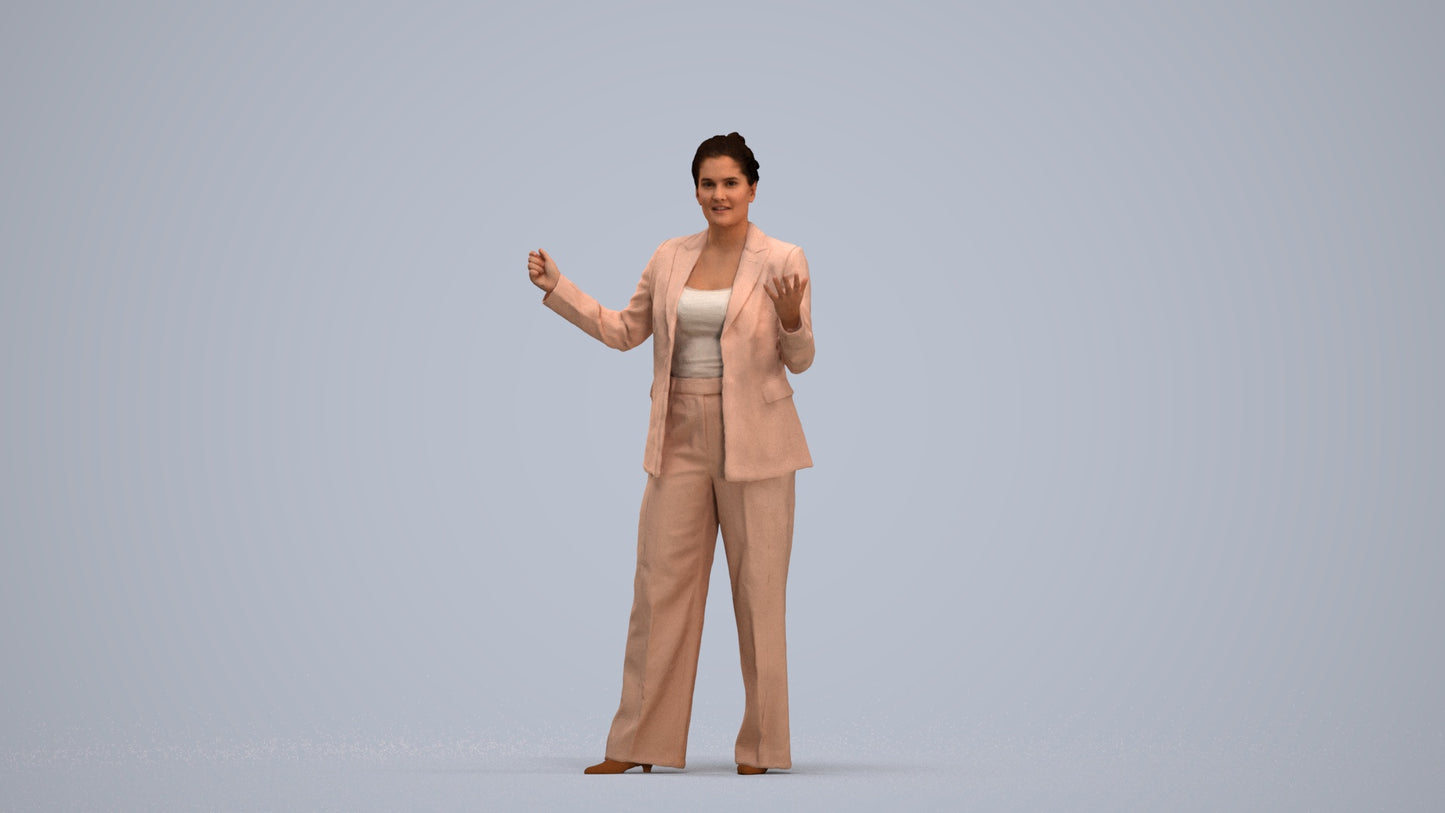 realistic 3D human woman business, archviz people FBX OBJ for Blender, standing pose render