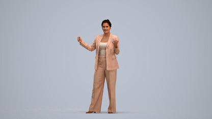 realistic 3D human woman business, archviz people FBX OBJ for Blender, standing pose render