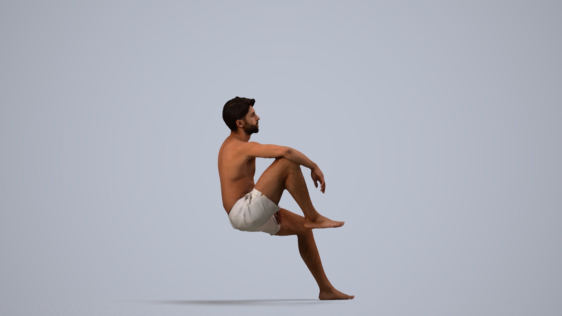 realistic 3D people man pool, render-ready for V-Ray and Corona, FBX OBJ, side view render