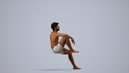 realistic 3D people man pool, render-ready for V-Ray and Corona, FBX OBJ, side view render