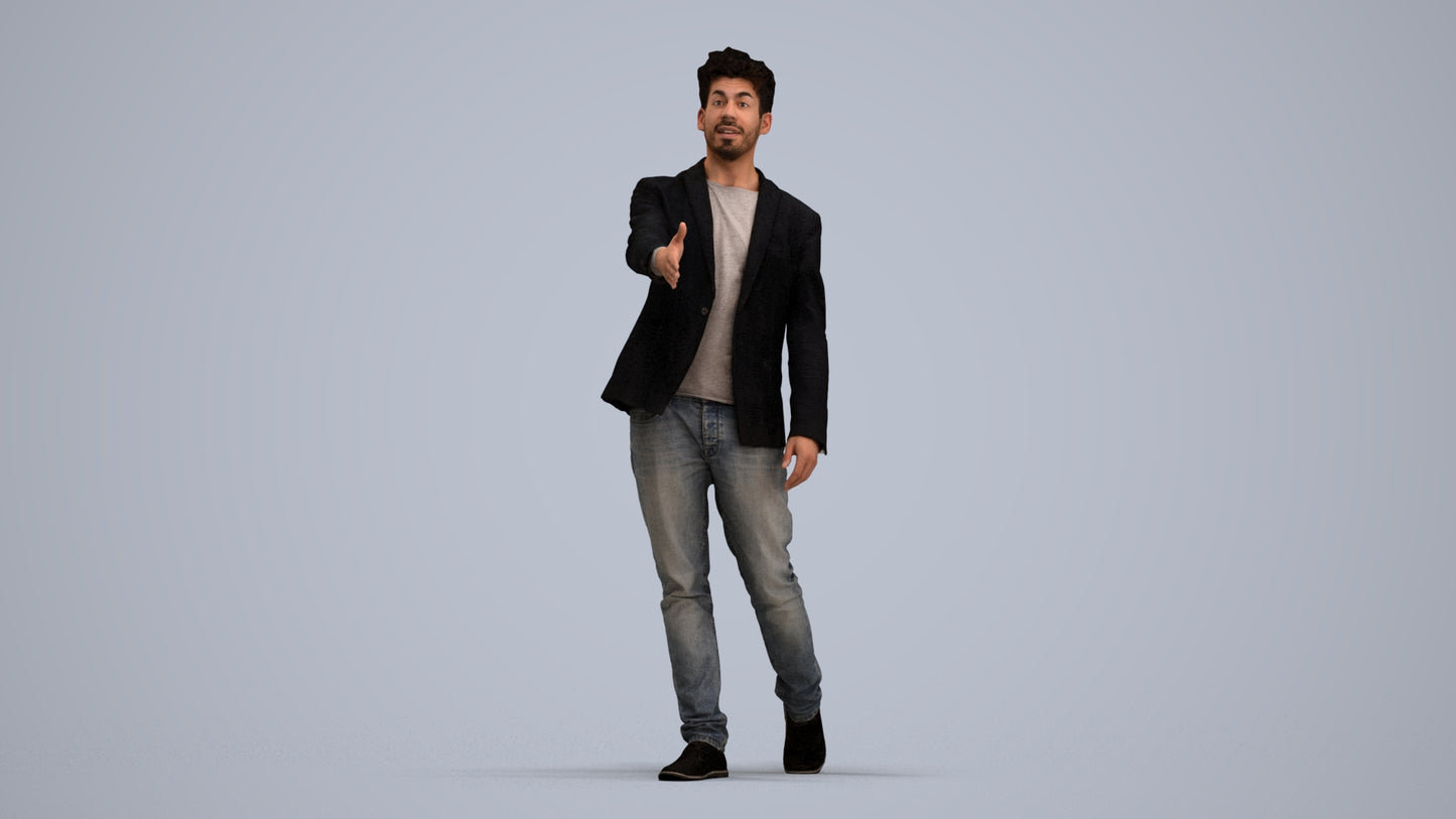 realistic 3D man casual business, scanned archviz people for Blender and 3ds Max, standing pose render