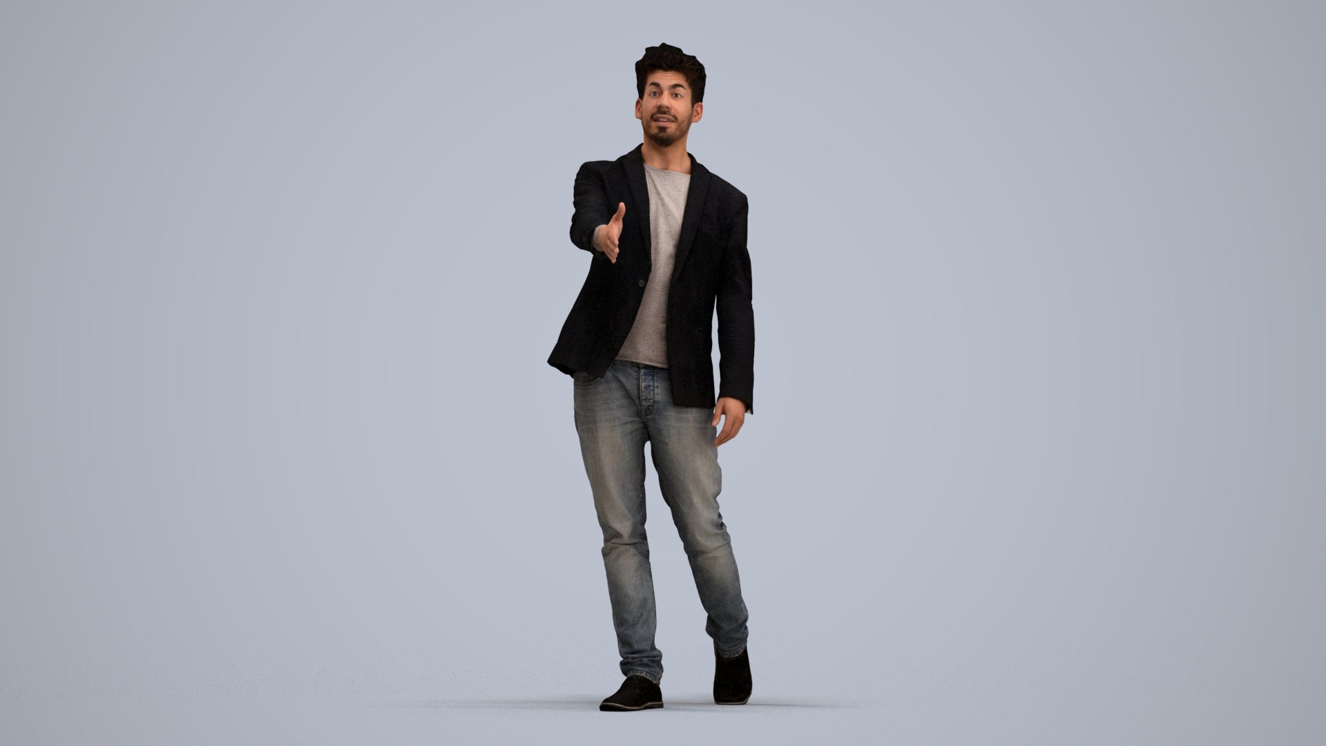 realistic 3D man casual business, scanned archviz people for Blender and 3ds Max, standing pose render