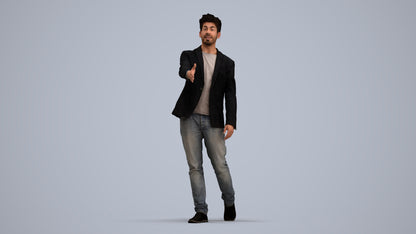 realistic 3D man casual business, scanned archviz people for Blender and 3ds Max, standing pose render