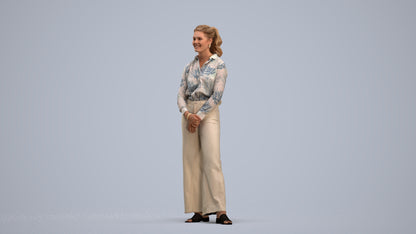 3D people model woman casual standing, scanned human for 3ds Max rendering, standing pose render