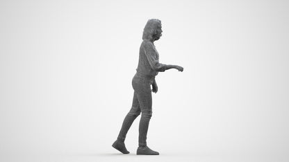 realistic 3D human woman casual mix, archviz people FBX OBJ for Blender, wireframe side view