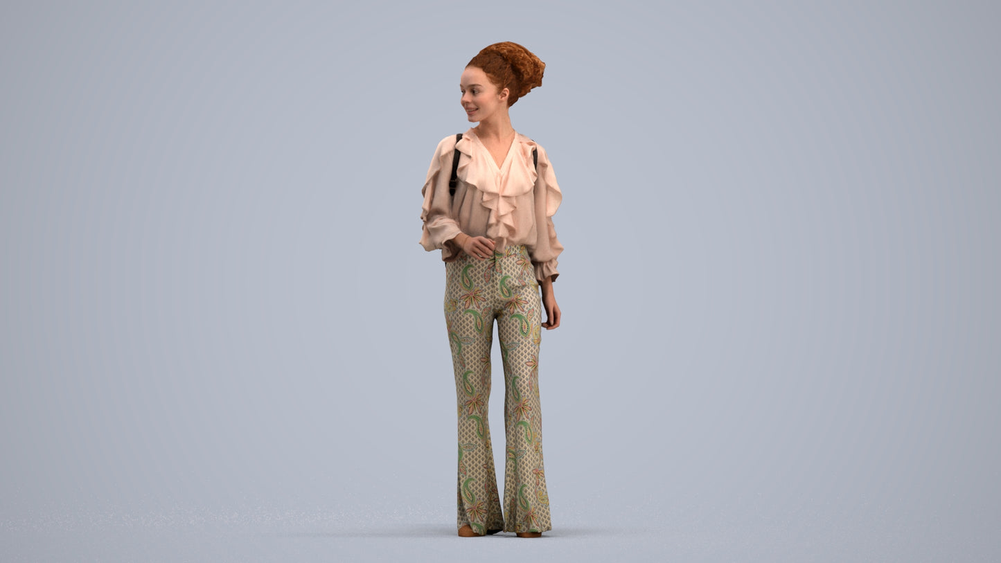 scanned 3D woman casual standing, photogrammetry people for Enscape and V-Ray, standing pose render