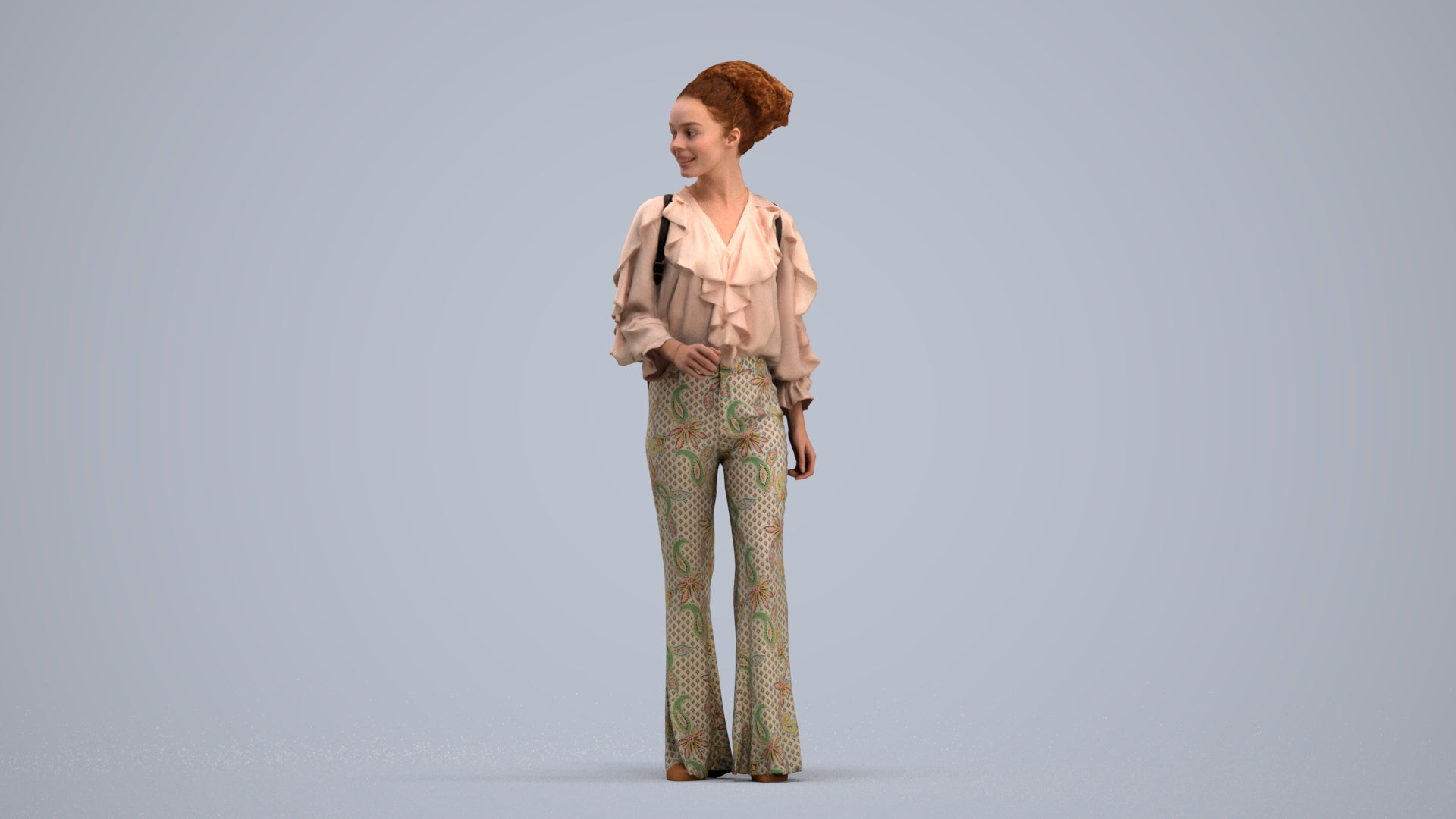 scanned 3D woman casual standing, photogrammetry people for Enscape and V-Ray, standing pose render