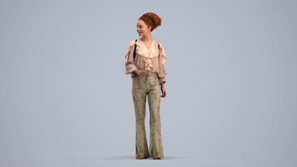 scanned 3D woman casual standing, photogrammetry people for Enscape and V-Ray, standing pose render