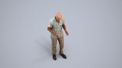 scanned 3D senior man casual standing, photogrammetry people for Enscape and V-Ray, back view render