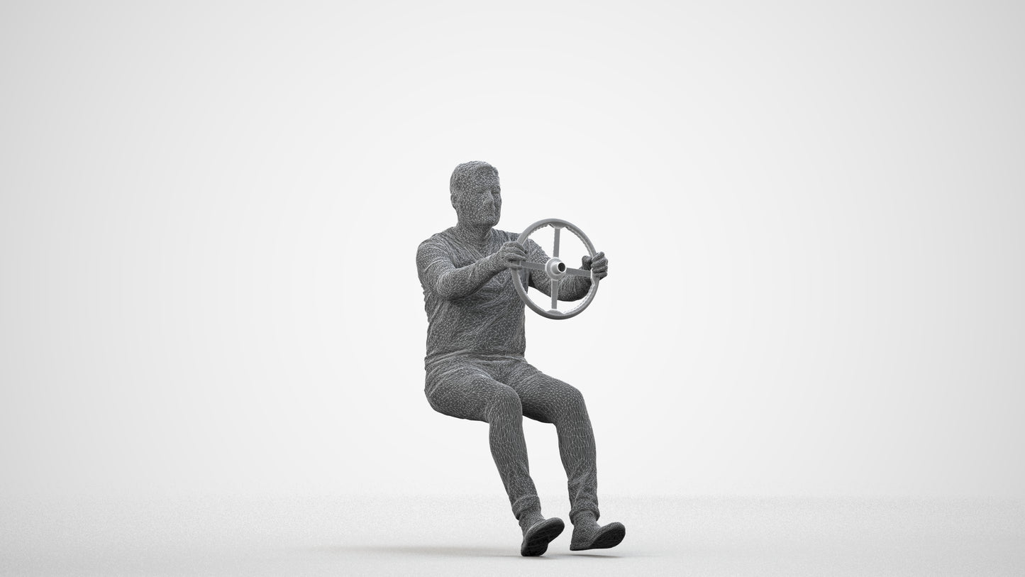 3D people model man business driving, scanned human for 3ds Max rendering, wireframe side view