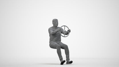 3D people model man business driving, scanned human for 3ds Max rendering, wireframe side view