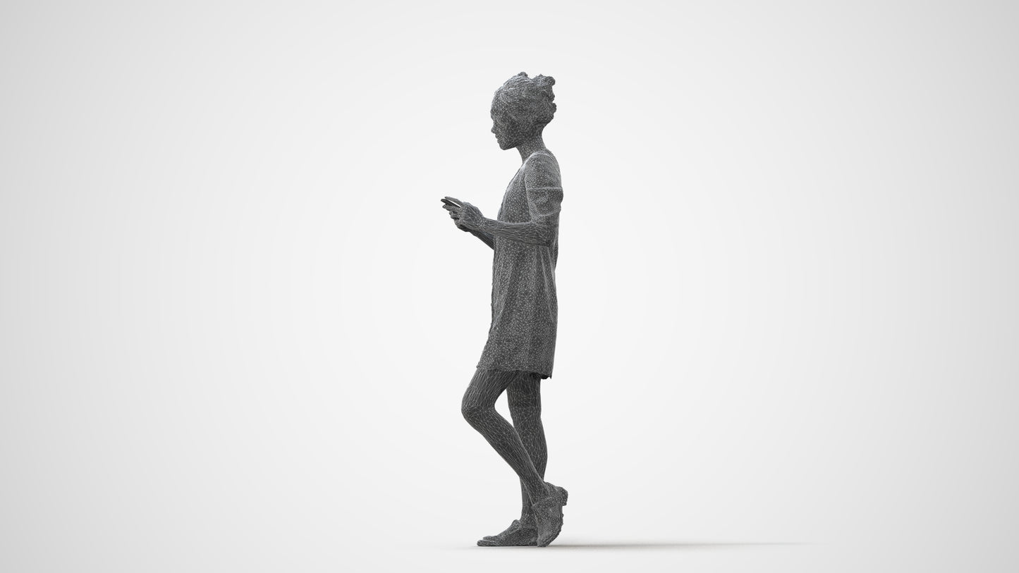 realistic 3D human woman business walking, archviz people FBX OBJ for Blender, square thumbnail