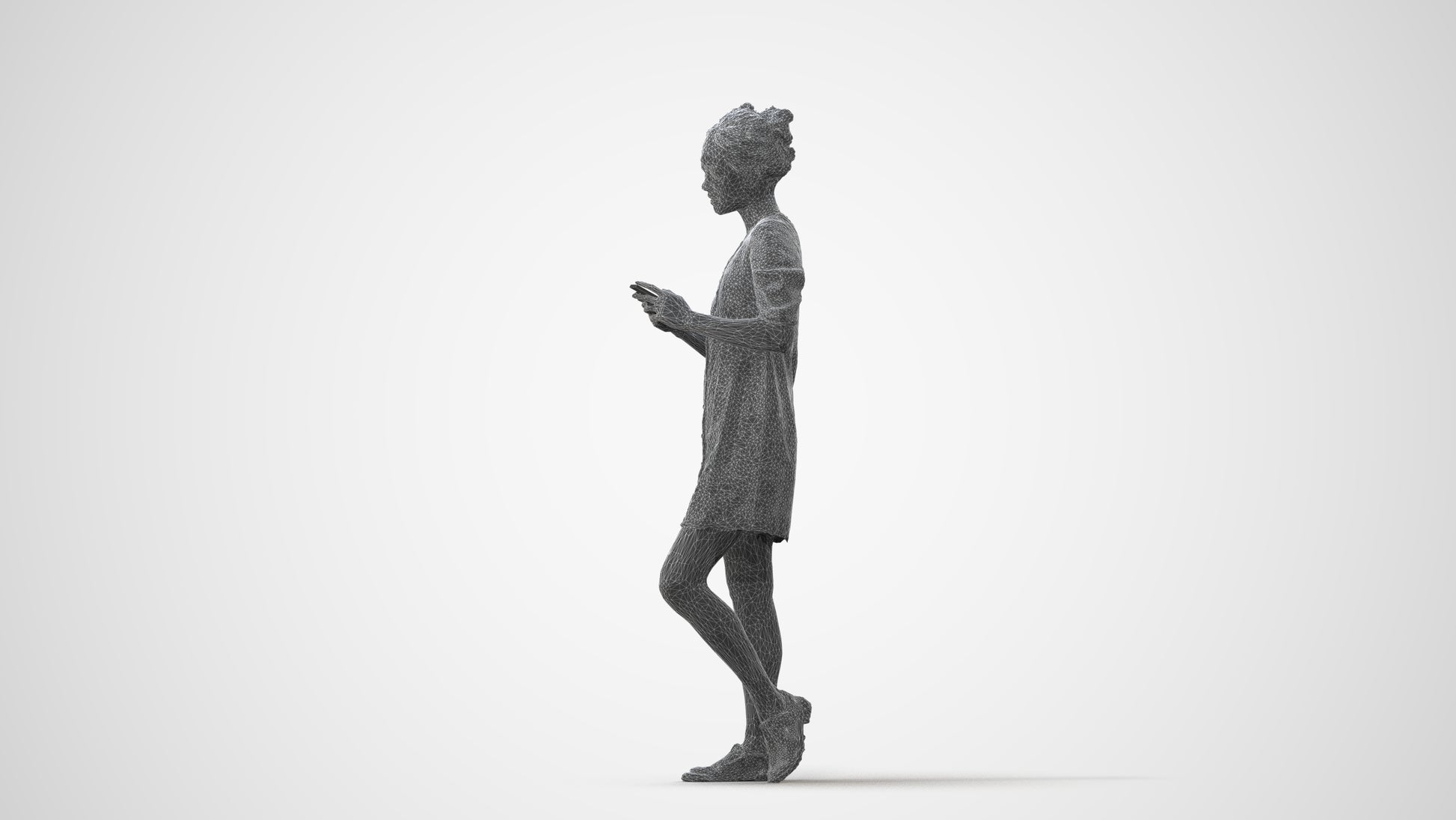 realistic 3D human woman business walking, archviz people FBX OBJ for Blender, square thumbnail
