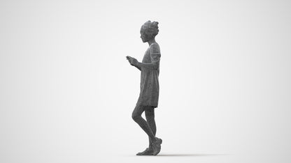 realistic 3D human woman business walking, archviz people FBX OBJ for Blender, square thumbnail
