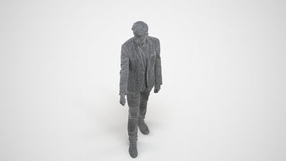 3D people model man casual door, scanned human for 3ds Max rendering, wireframe three-quarter view