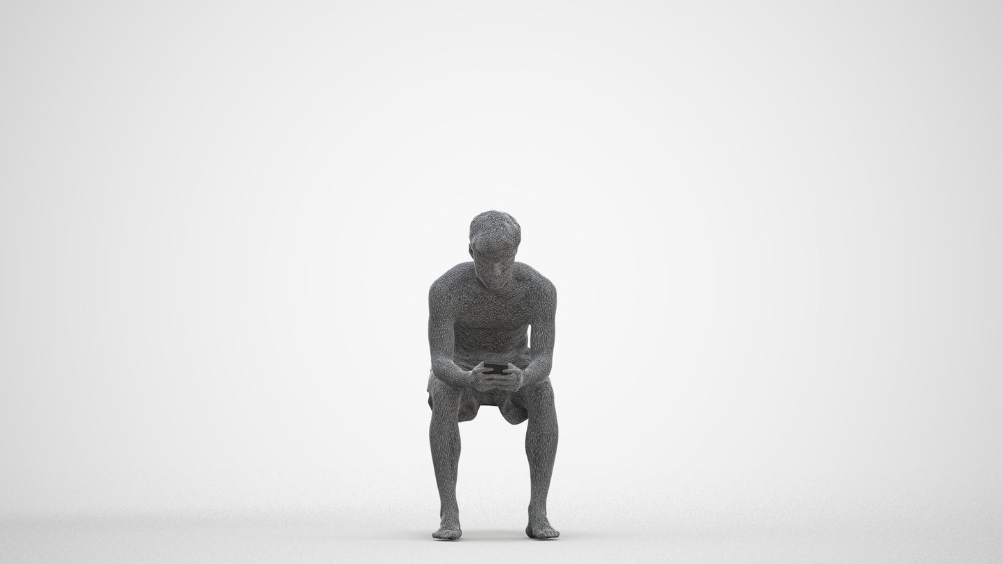 scanned 3D man pool, photogrammetry people for Enscape and V-Ray, three-quarter front view render