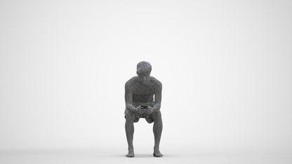scanned 3D man pool, photogrammetry people for Enscape and V-Ray, three-quarter front view render