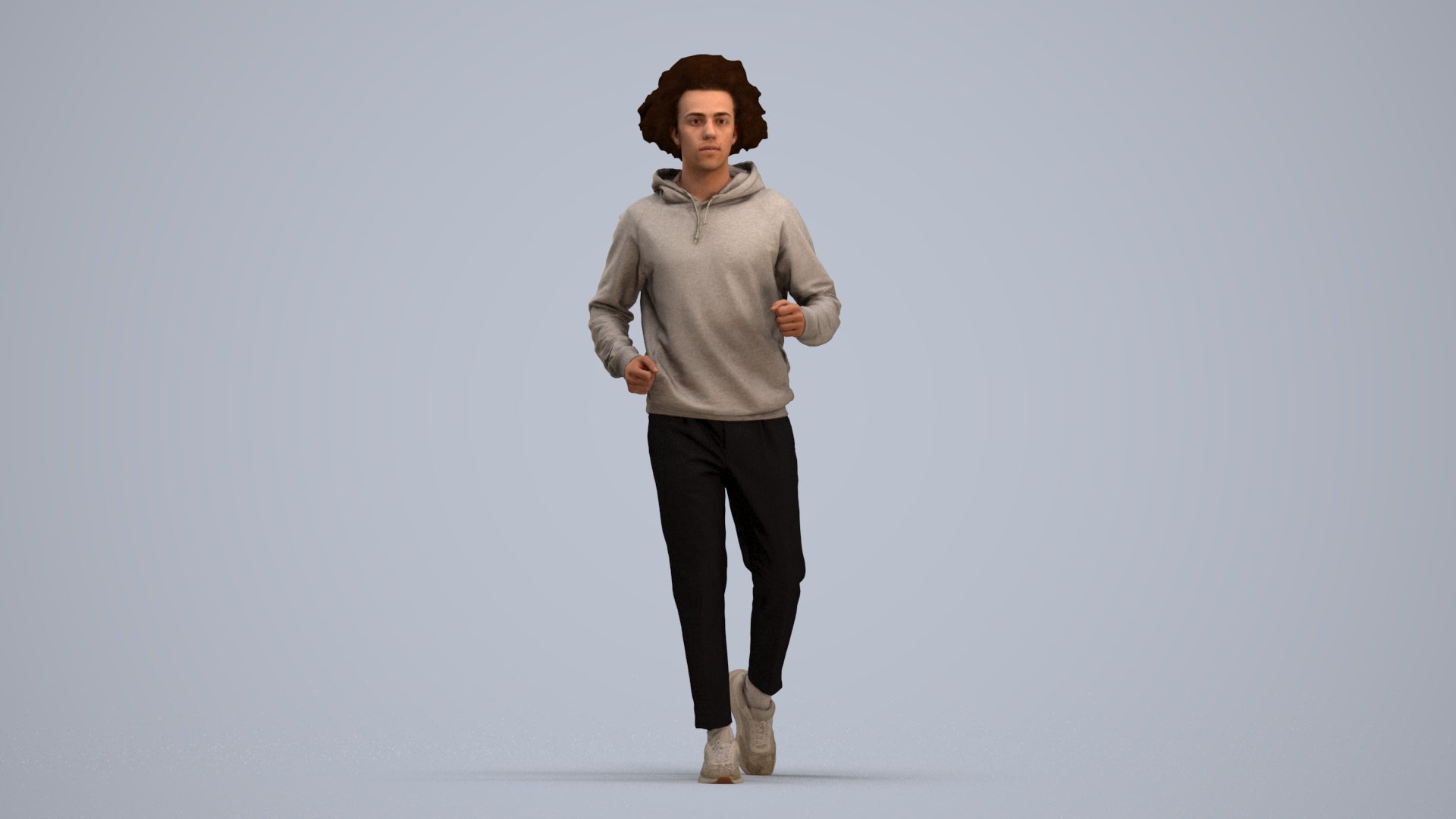 3D human model man sport, photogrammetry scanned person for archviz, standing pose render